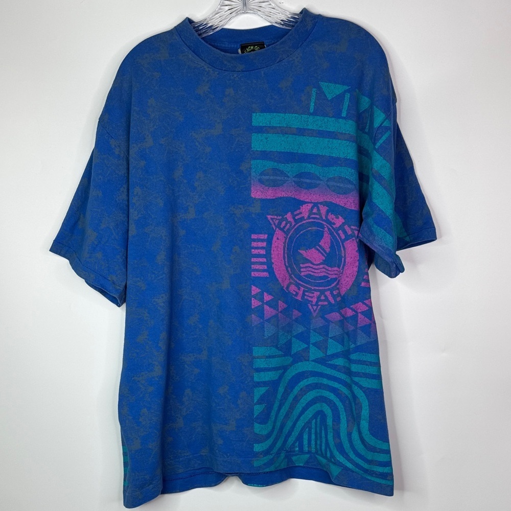 Vintage Beach Gear Blue Short Sleeve Shirt Size XL